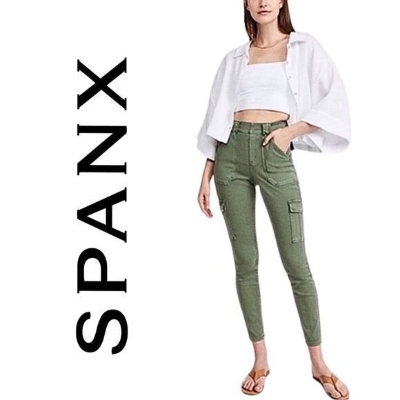 SPANX, Stretch Twill Ankle Cargo Pants, Green, Sage, Olive, Army - Picture 1 of 8
